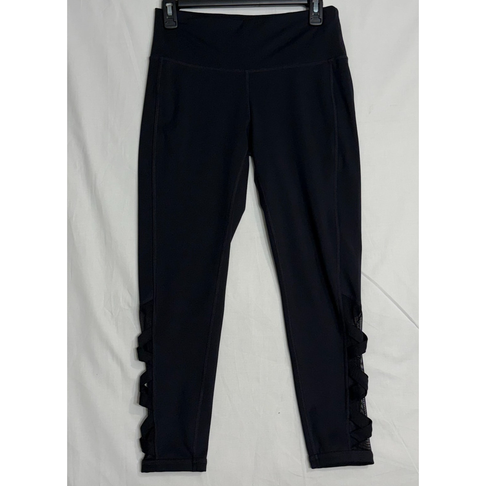 Ideology Women's Yoga Black Workout Leggings Medium EUC Lower Leg Mesh